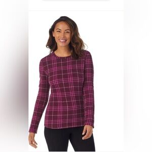 Cuddl Duds Women’s fleece top pullover size medium color, purple plaid